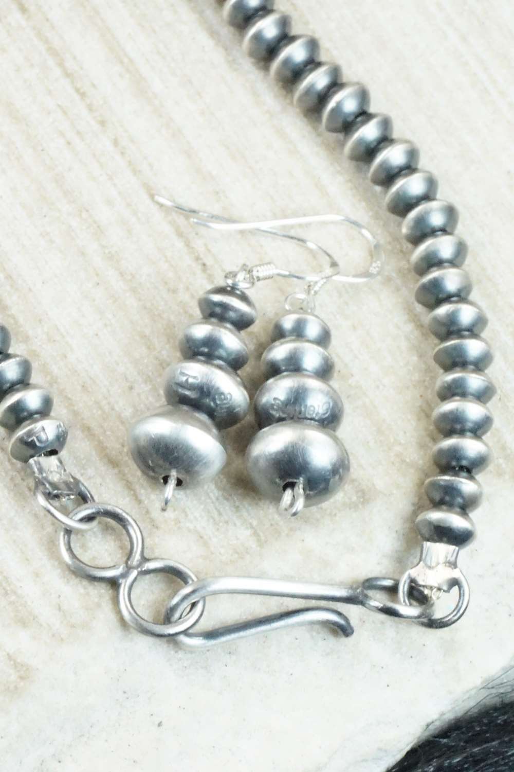 Sterling Silver Navajo Pearl Necklace & Earrings - Preston Haley