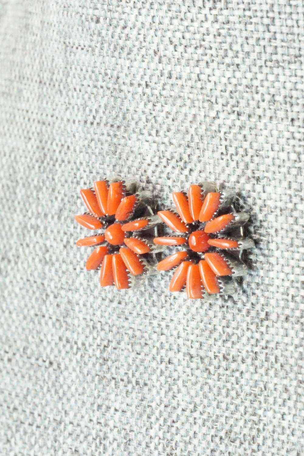 Coral & Sterling Silver Earrings - Mildred Ukestine