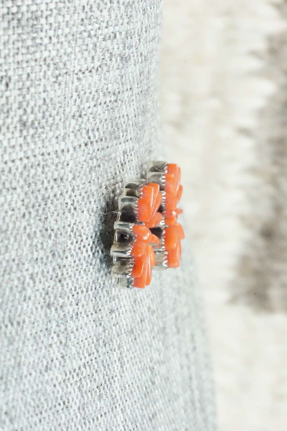 Coral & Sterling Silver Earrings - Mildred Ukestine