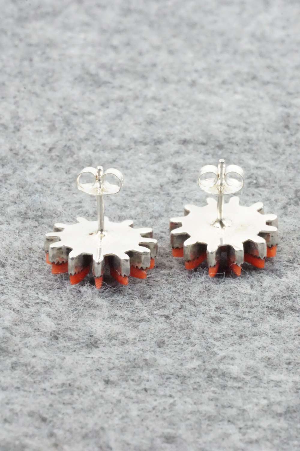 Coral & Sterling Silver Earrings - Mildred Ukestine