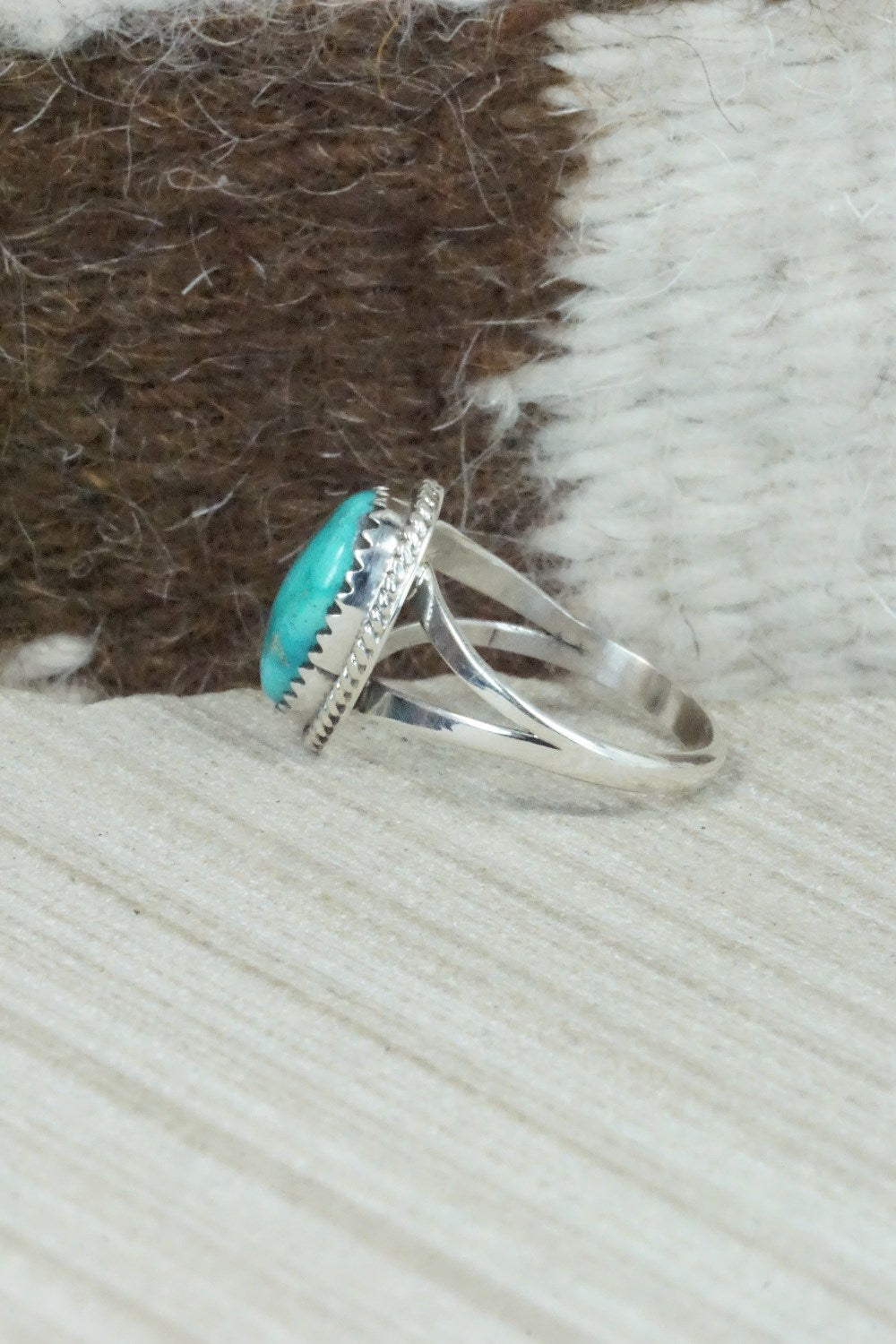 Turquoise & Sterling Silver Ring - Jamie Saunders - Size 8