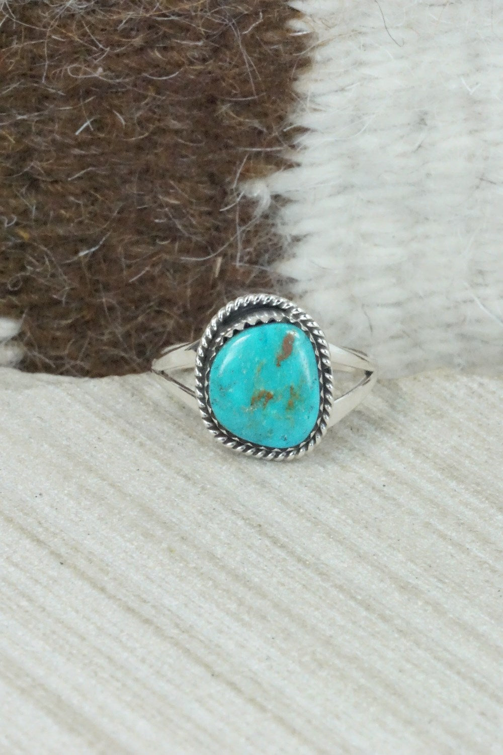 Turquoise & Sterling Silver Ring - Jamie Saunders - Size 8.5