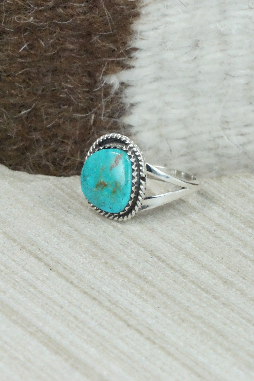 Turquoise & Sterling Silver Ring - Jamie Saunders - Size 8.5