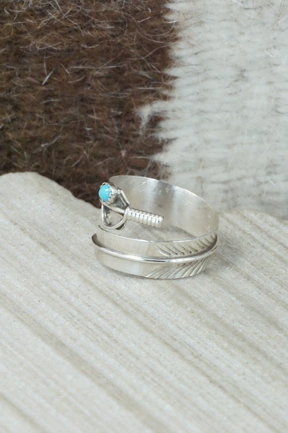 Turquoise & Sterling Silver Ring - Aaron Davis - Size 8.5 (Adj.)