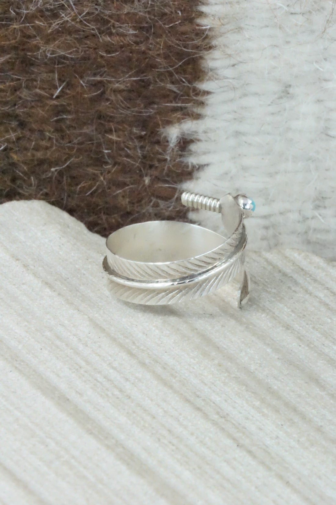 Turquoise & Sterling Silver Ring - Aaron Davis - Size 6 (Adj.)