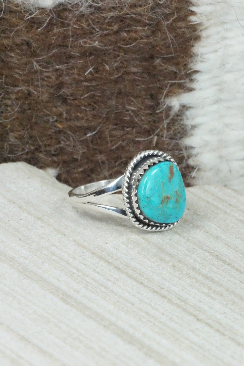 Turquoise & Sterling Silver Ring - Jamie Saunders - Size 8.5