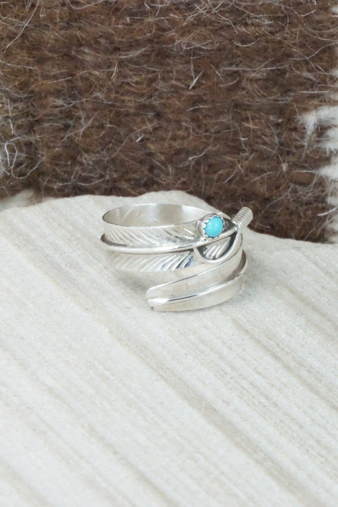Turquoise & Sterling Silver Ring - Aaron Davis - Size 8.5 (Adj.)