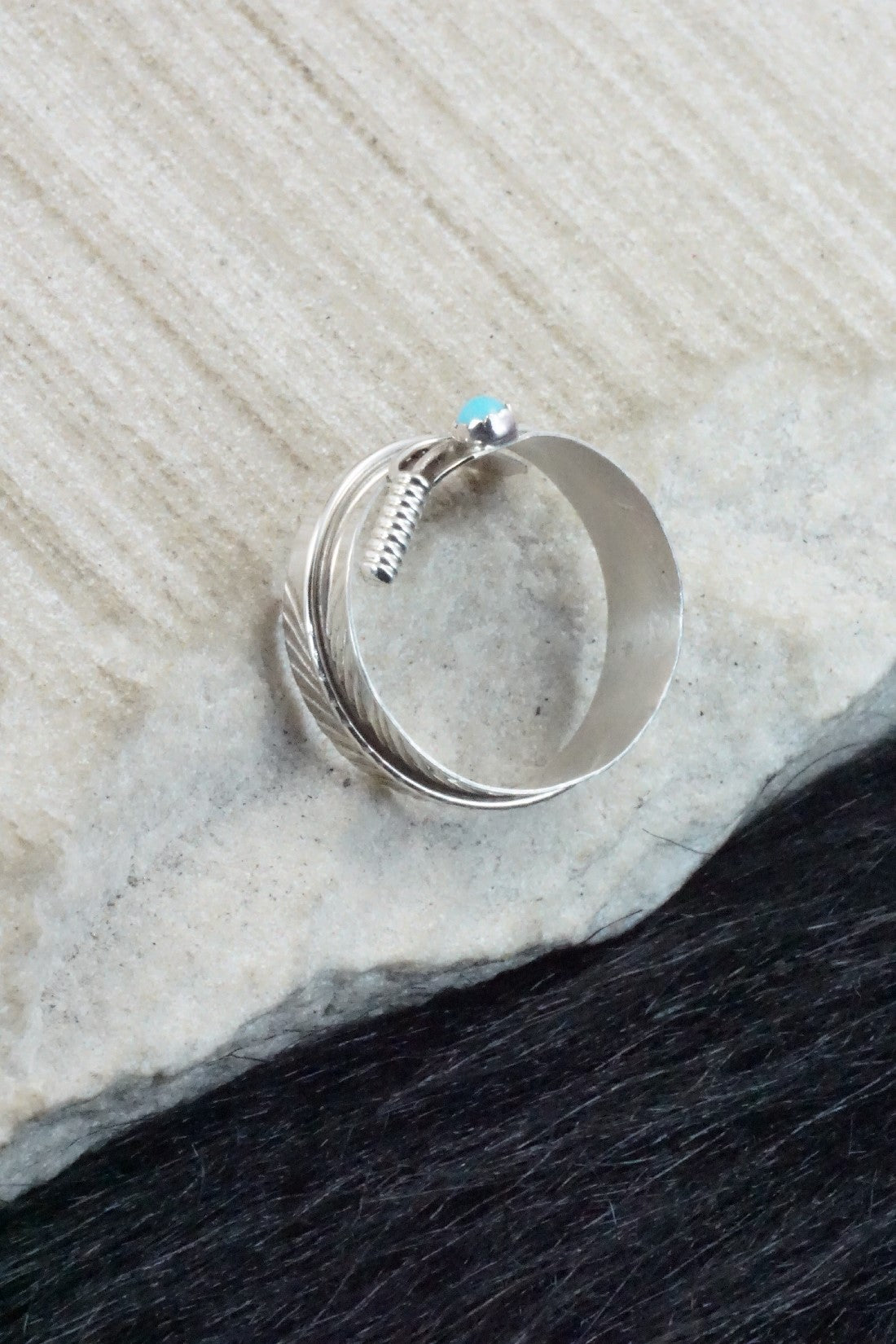 Turquoise & Sterling Silver Ring - Aaron Davis - Size 7 (Adj.)