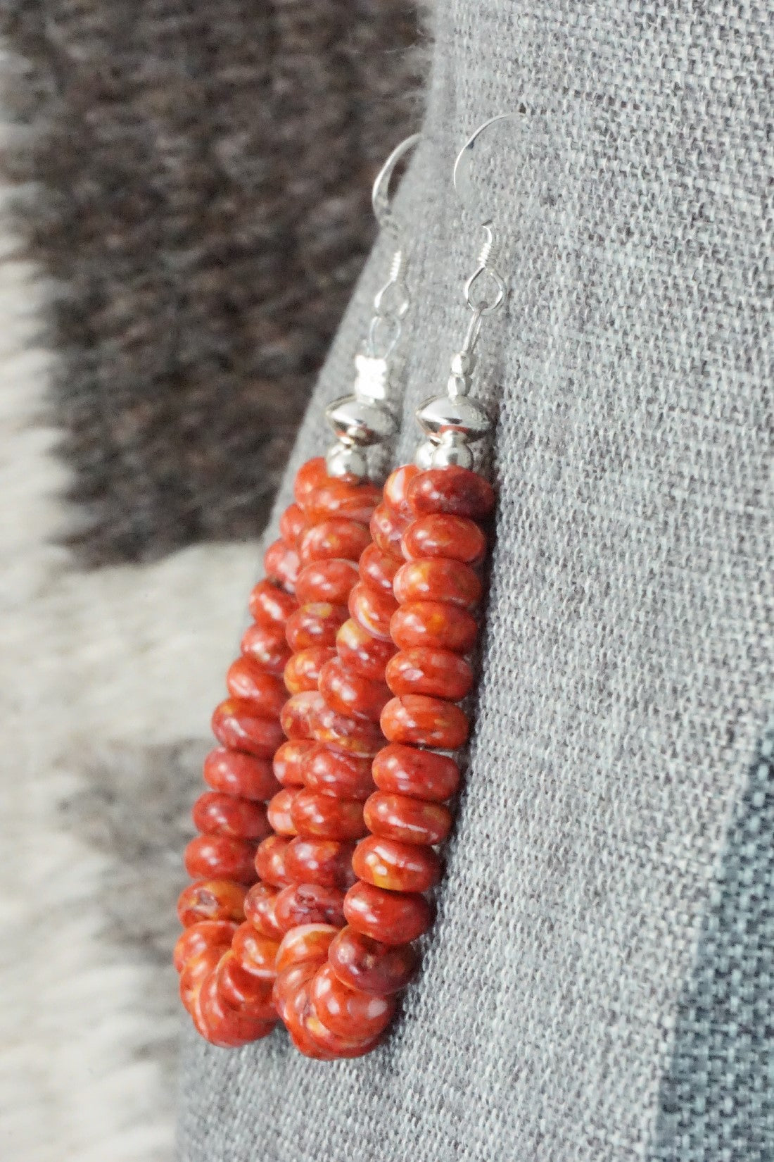 Spiny Oyster & Sterling Silver Earrings - Louise Joe