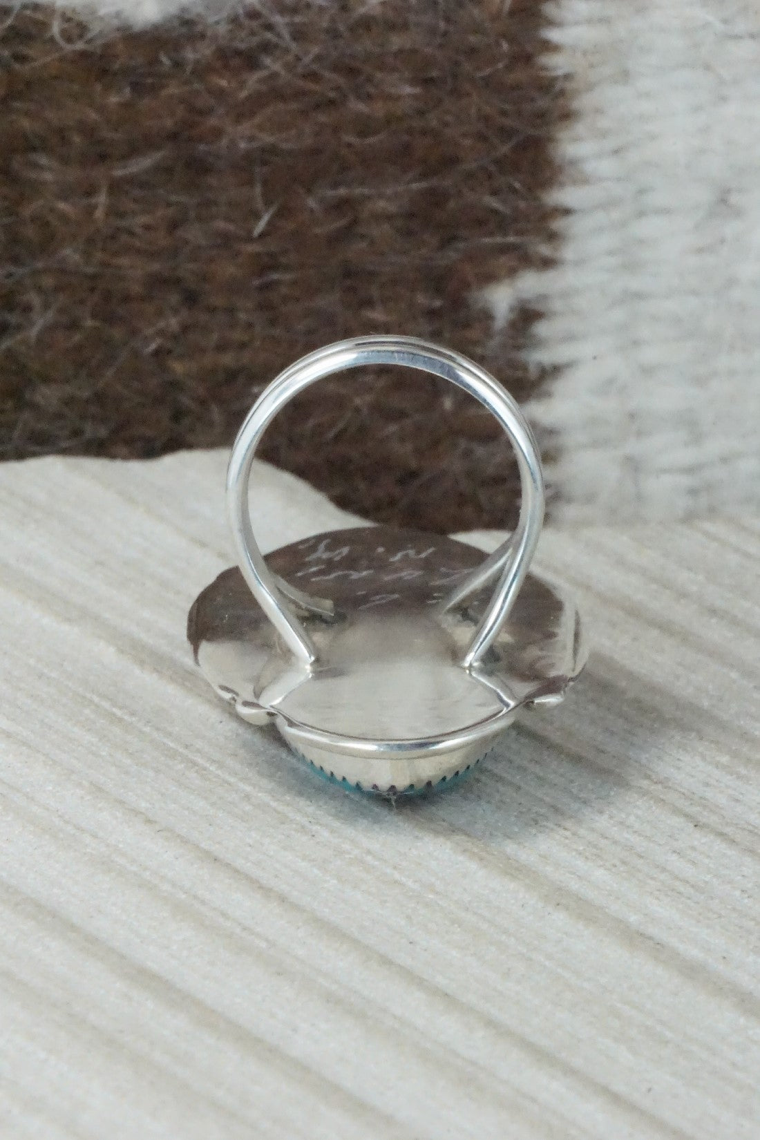Turquoise & Sterling Silver Ring - Kenny Calavaza - Size 6.5