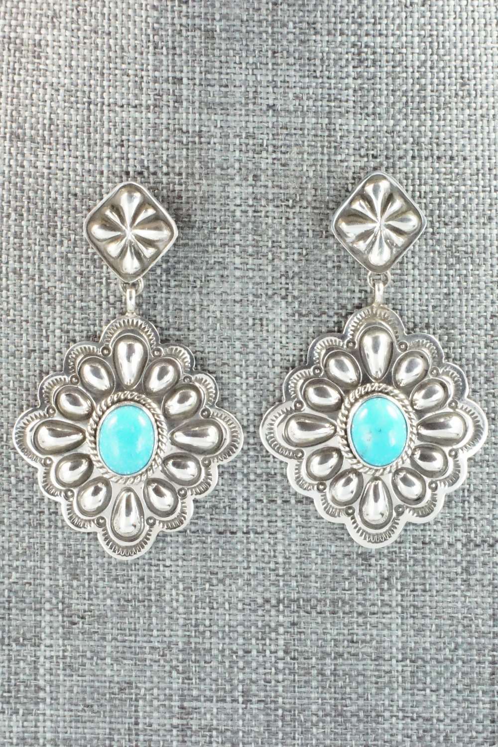Turquoise & Sterling Silver Earrings - Tsosie Orville White