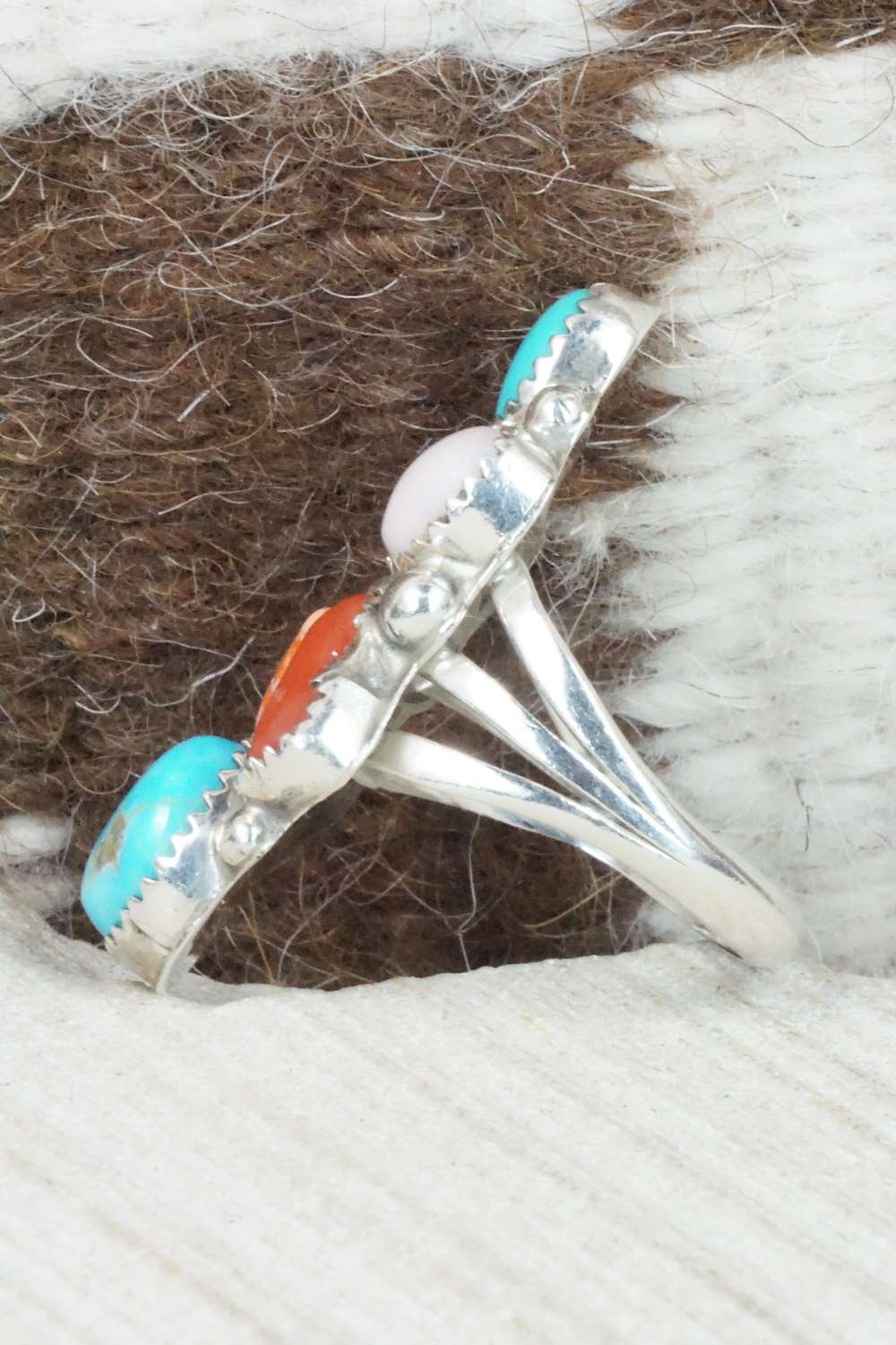Multi Stone & Sterling Silver Ring - Roberta Begay - Size 7.75
