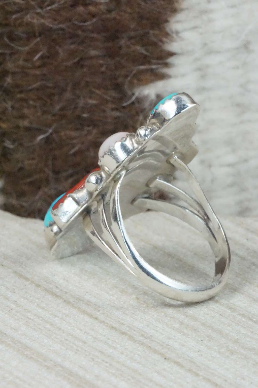 Multi Stone & Sterling Silver Ring - Roberta Begay - Size 7.75