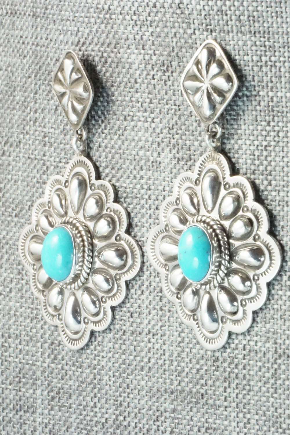Turquoise & Sterling Silver Earrings - Tsosie Orville White