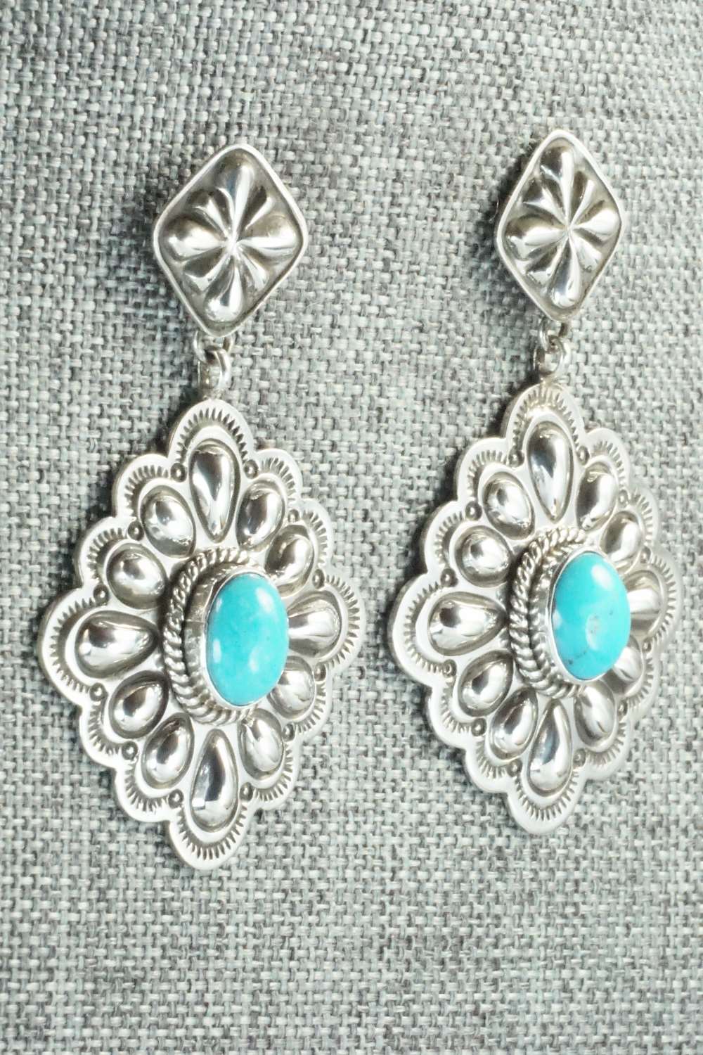 Turquoise & Sterling Silver Earrings - Tsosie Orville White
