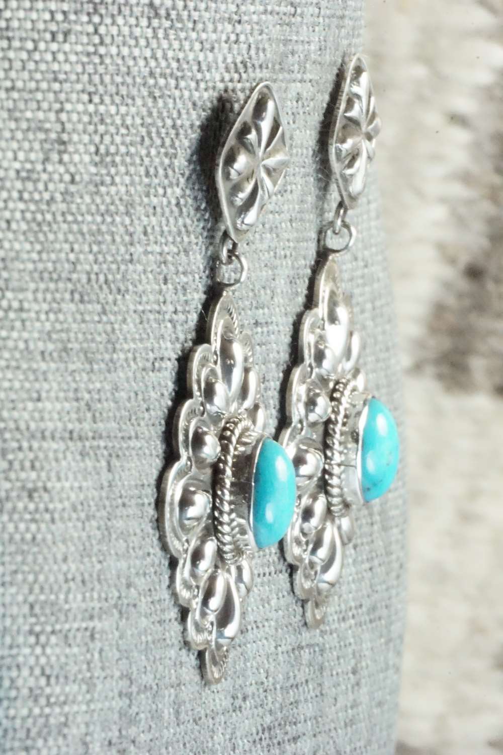 Turquoise & Sterling Silver Earrings - Tsosie Orville White