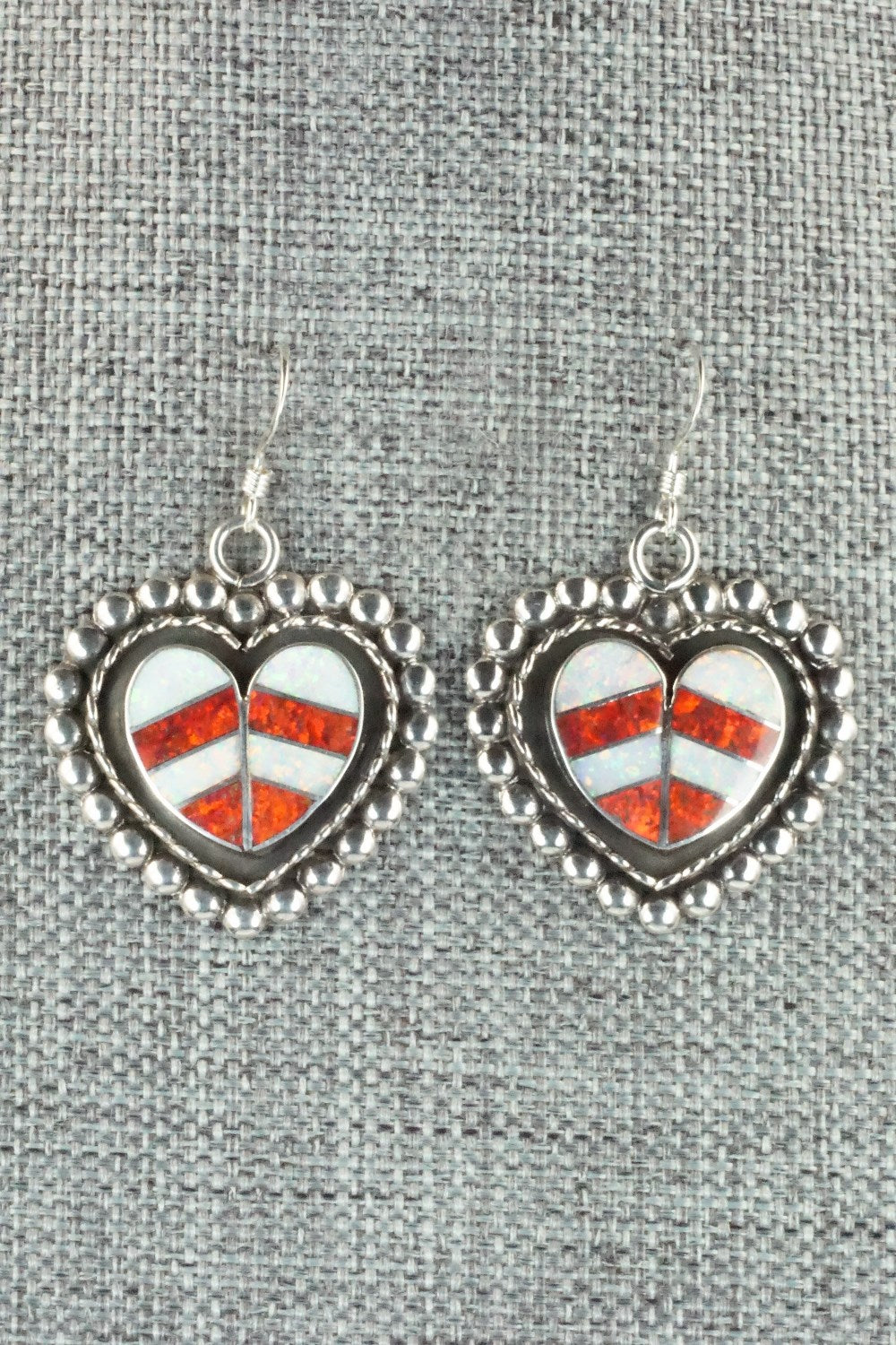 Opal & Sterling Silver Inlay Earrings - Faye Lowsayatee