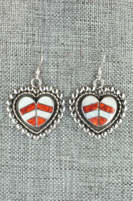 Opal & Sterling Silver Inlay Earrings - Faye Lowsayatee