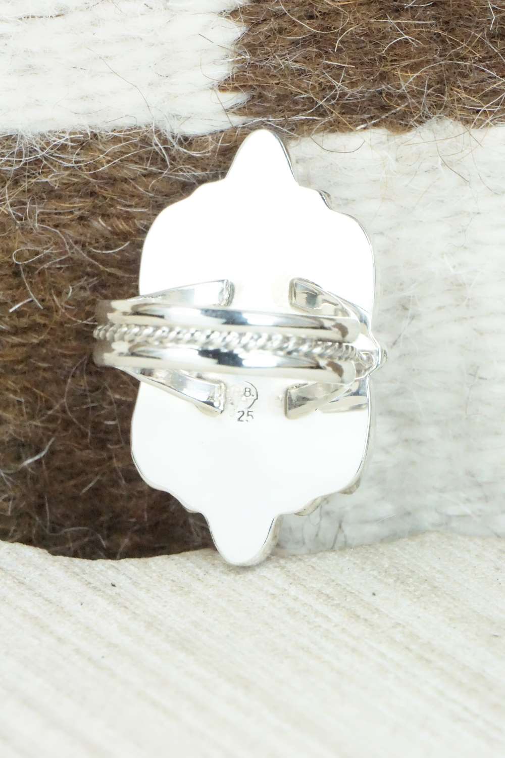 Spiny Oyster & Sterling Silver Ring - Roberts Begay - Size 9.25