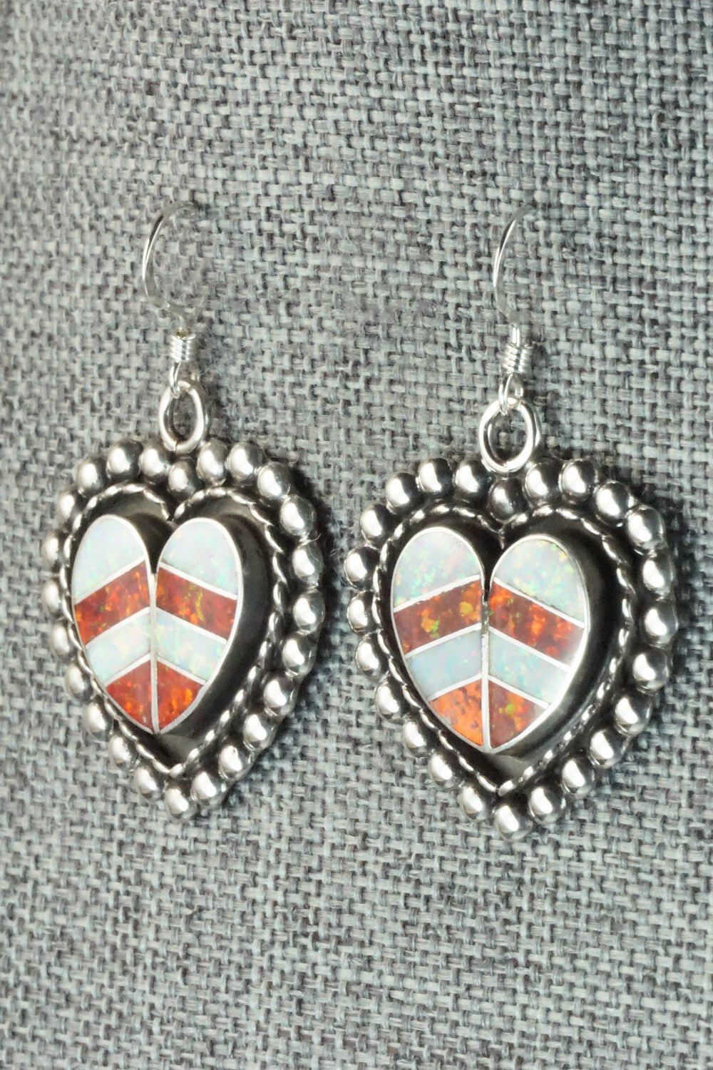 Opal & Sterling Silver Inlay Earrings - Faye Lowsayatee