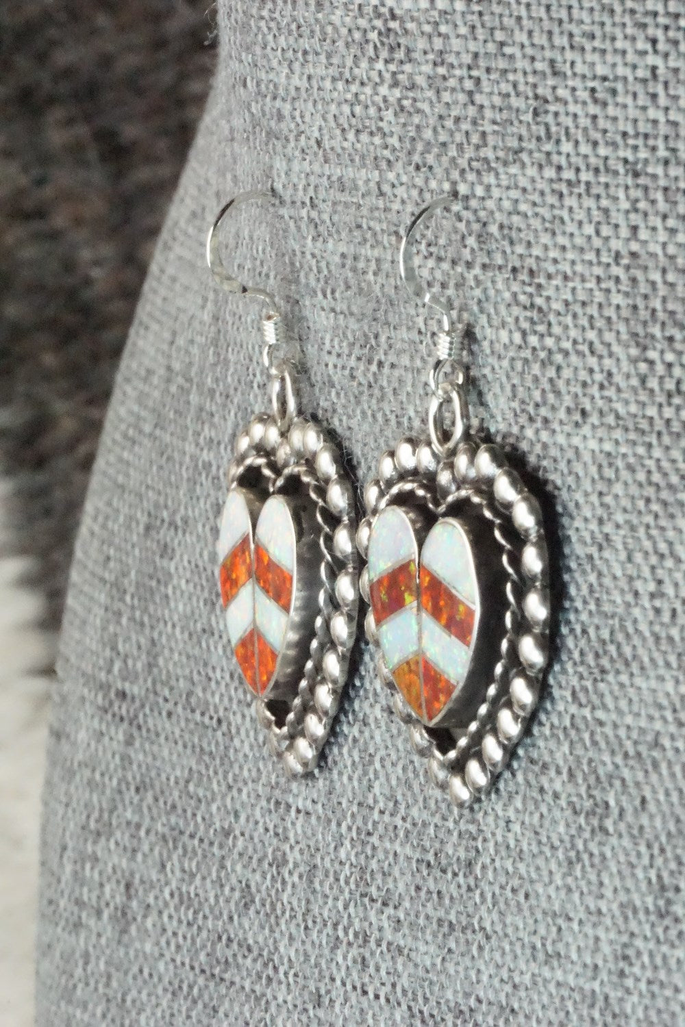 Opal & Sterling Silver Inlay Earrings - Faye Lowsayatee