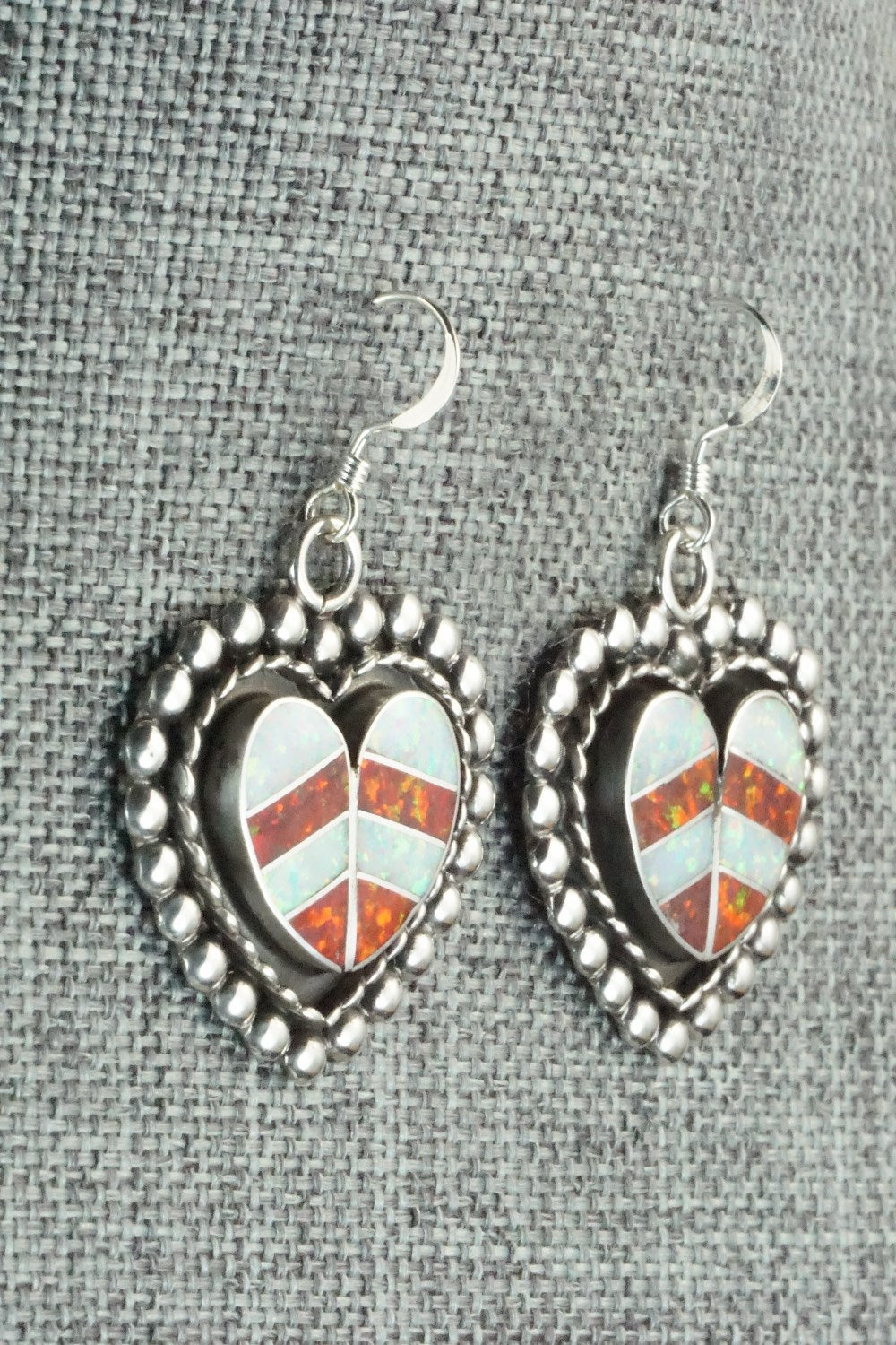 Opal & Sterling Silver Inlay Earrings - Faye Lowsayatee