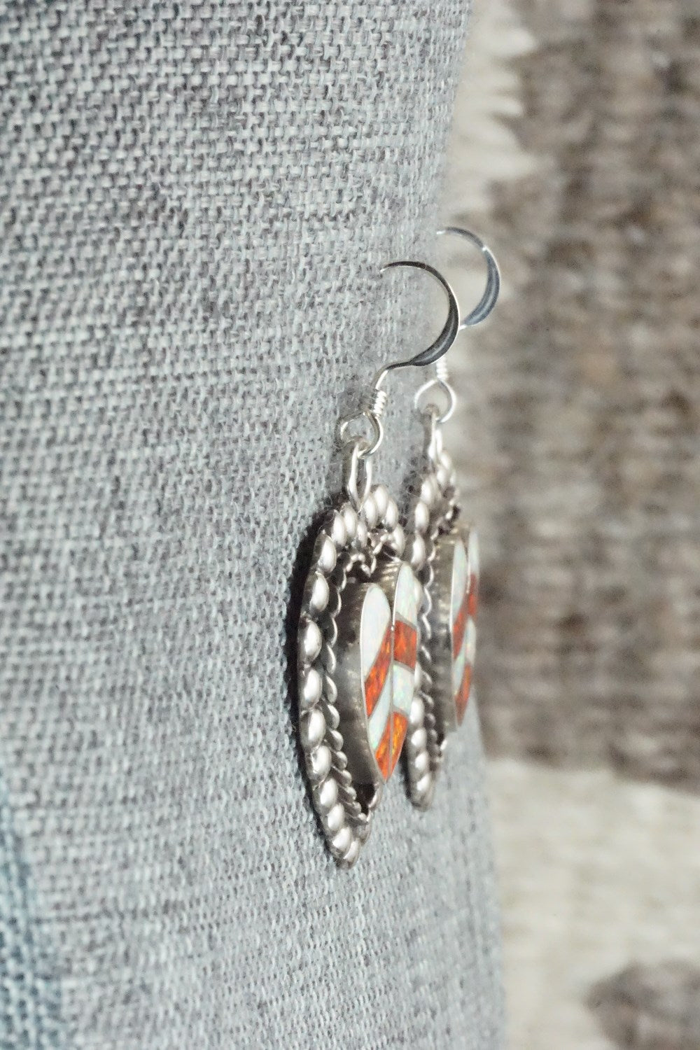 Opal & Sterling Silver Inlay Earrings - Faye Lowsayatee