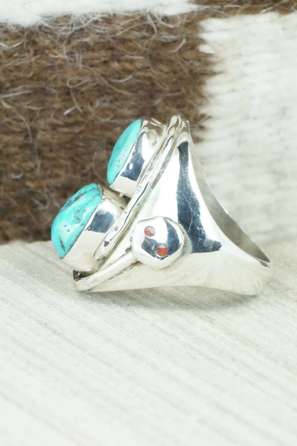 Turquoise & Sterling Silver Ring - Jude Candelaria - Size 10