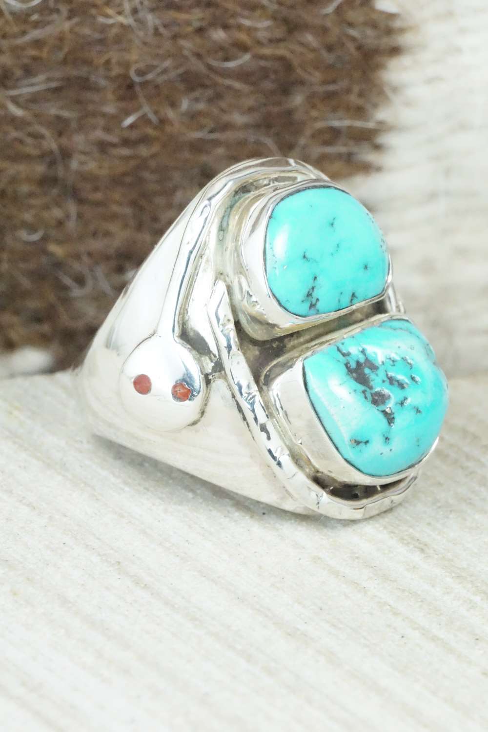 Turquoise & Sterling Silver Ring - Jude Candelaria - Size 10