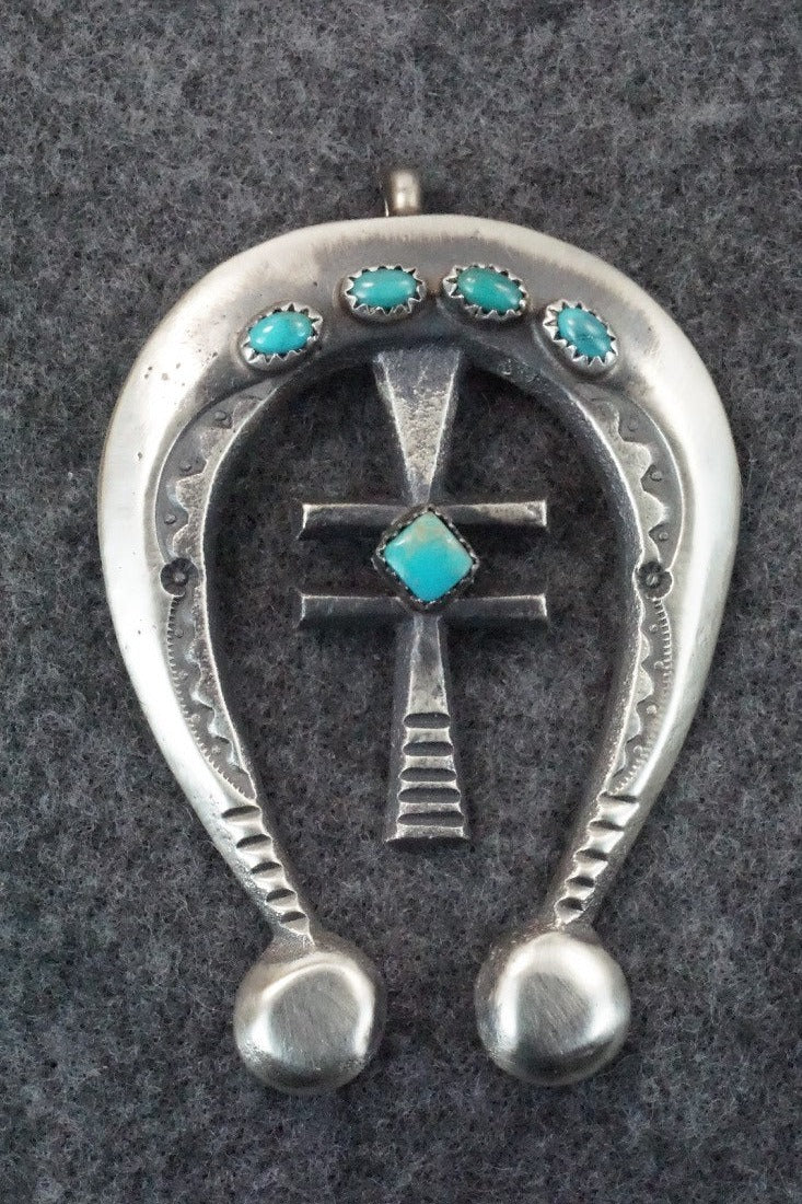 Turquoise and Sterling Silver Pendant - Martha Cayatineto