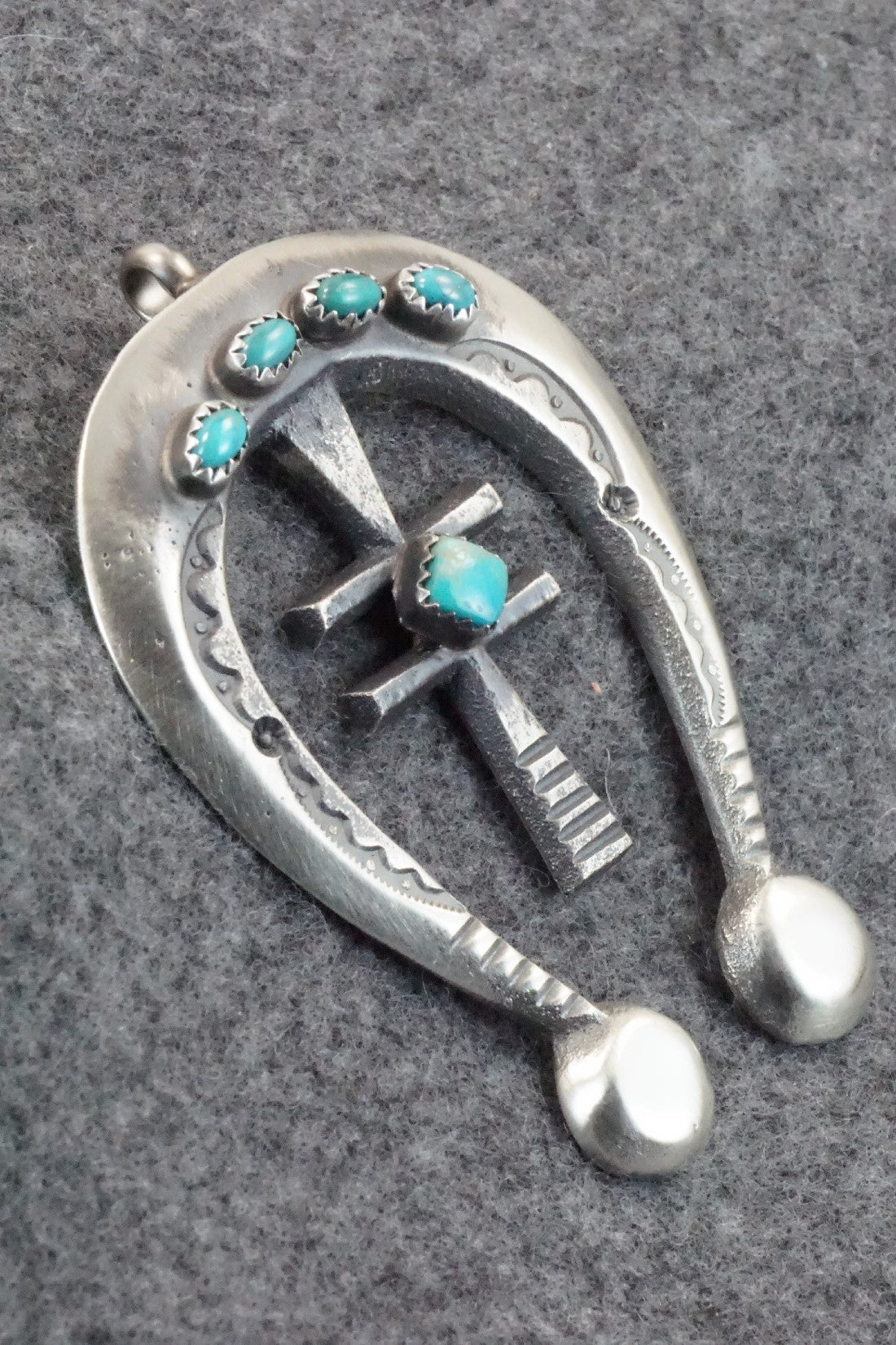Turquoise and Sterling Silver Pendant - Martha Cayatineto