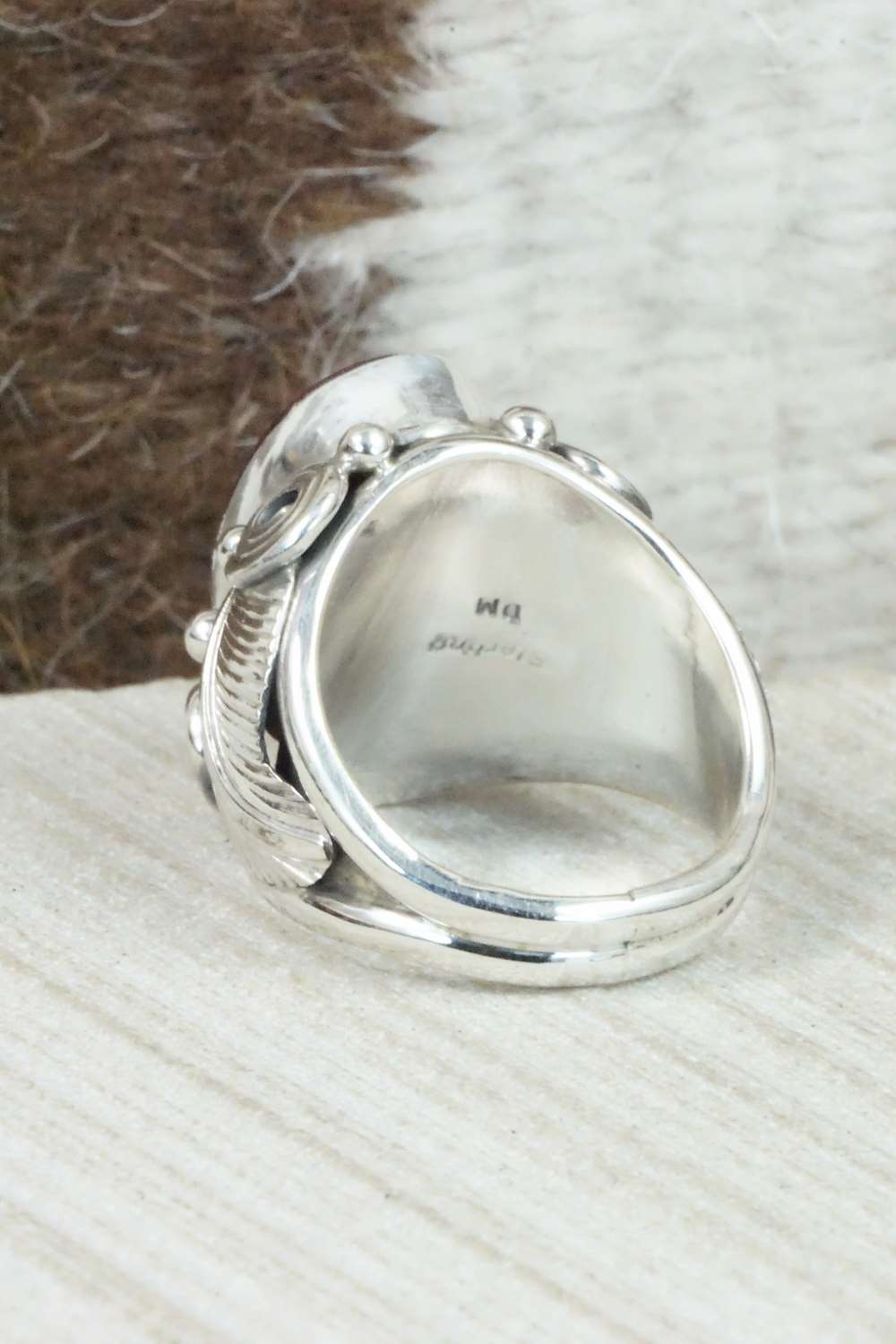 Spiny Oyster & Sterling Silver Ring - Darrell Morgan - Size 8.75