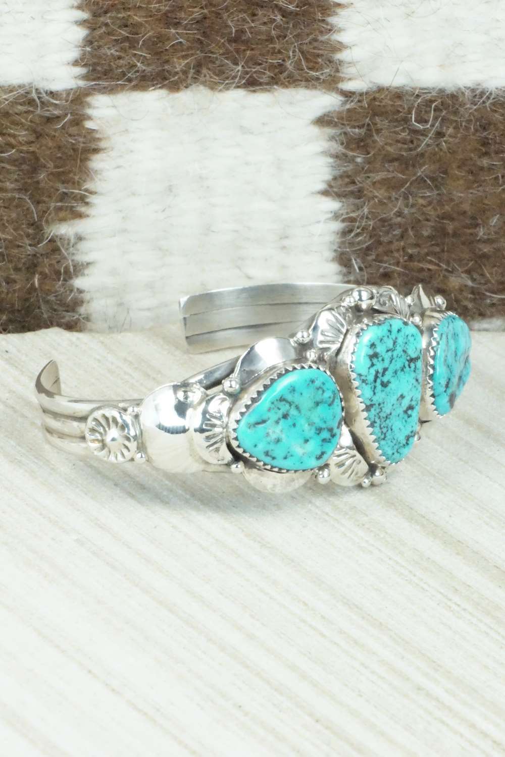 Turquoise and Sterling Silver Bracelet & Ring Set - Clem Nalwood - Size 7