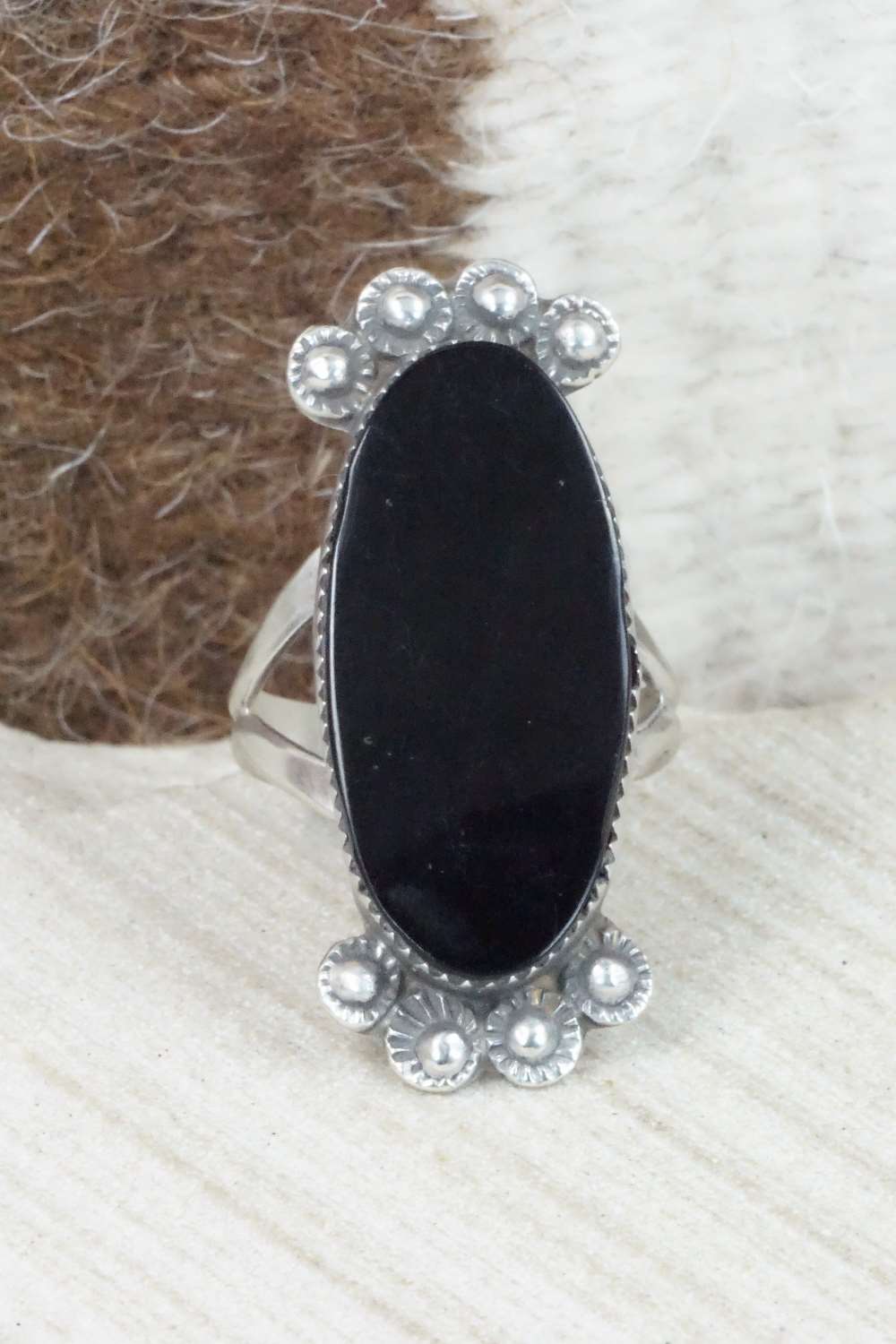 Onyx & Sterling Silver Ring - Selina Warner - Size 8.25