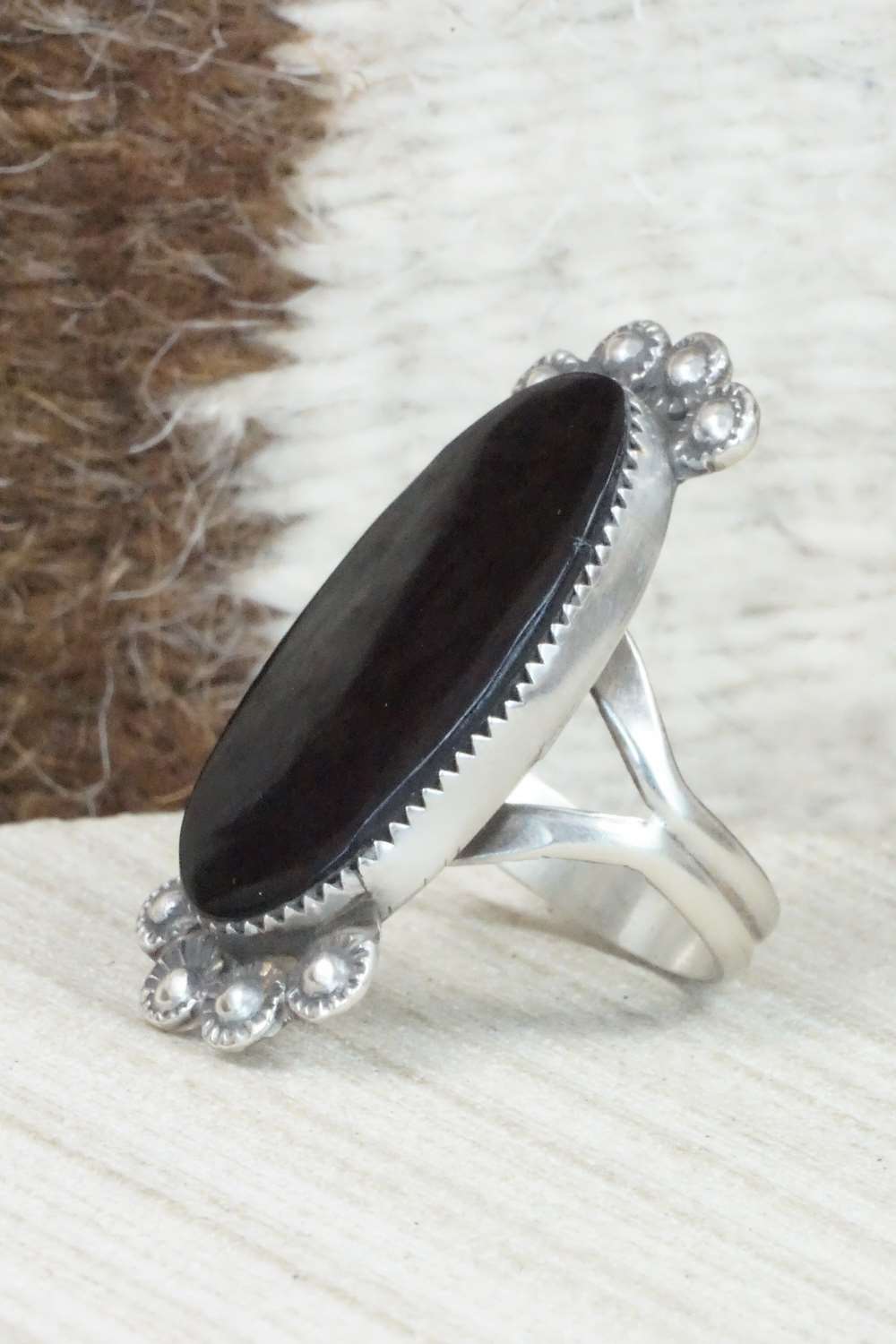 Onyx & Sterling Silver Ring - Selina Warner - Size 8.25