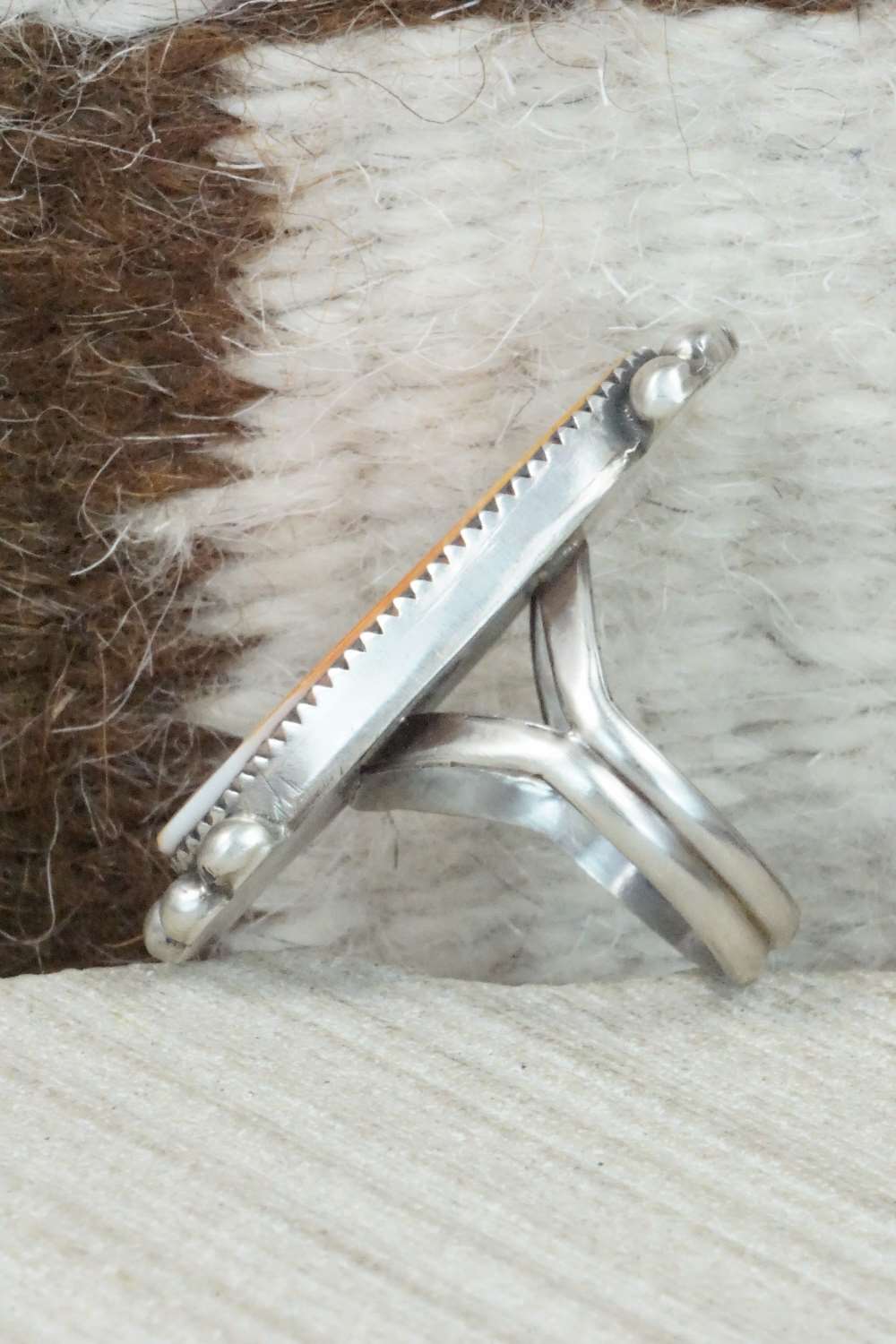 Spiny Oyster & Sterling Silver Ring - Selina Warner - Size 6.5