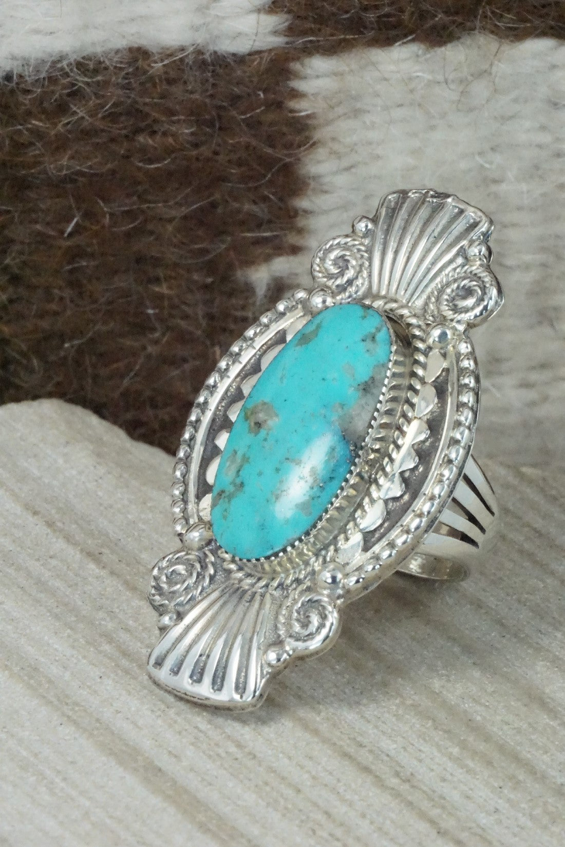 Turquoise & Sterling Silver Ring - Jimson Belin - Size 8
