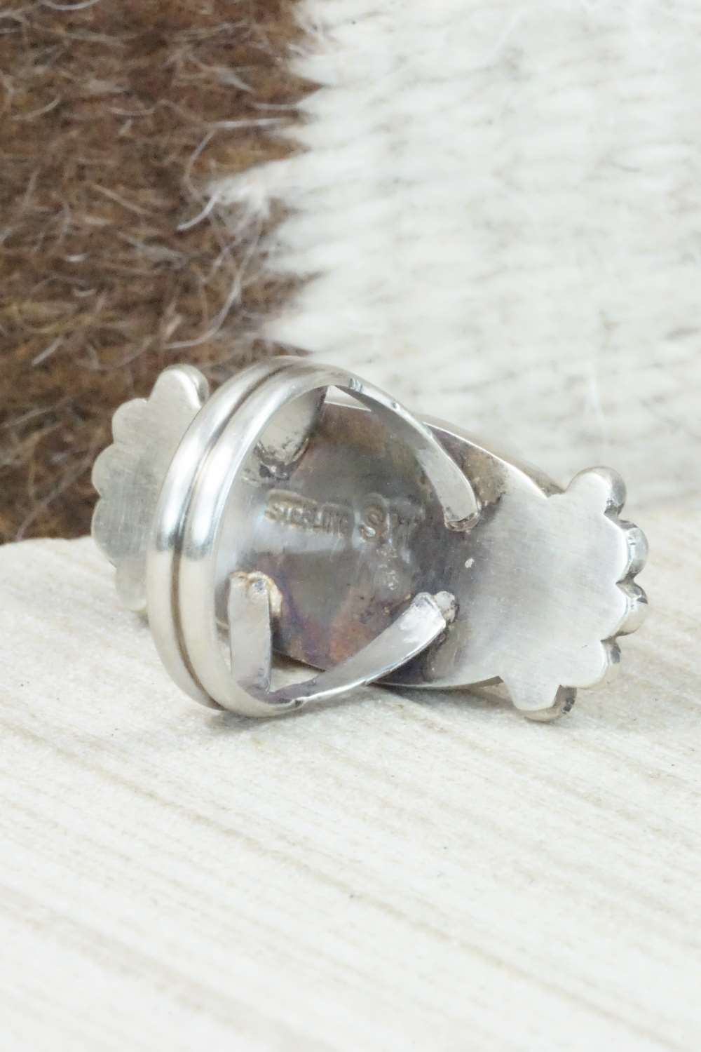 Spiny Oyster & Sterling Silver Ring - Selina Warner - Size 6.5