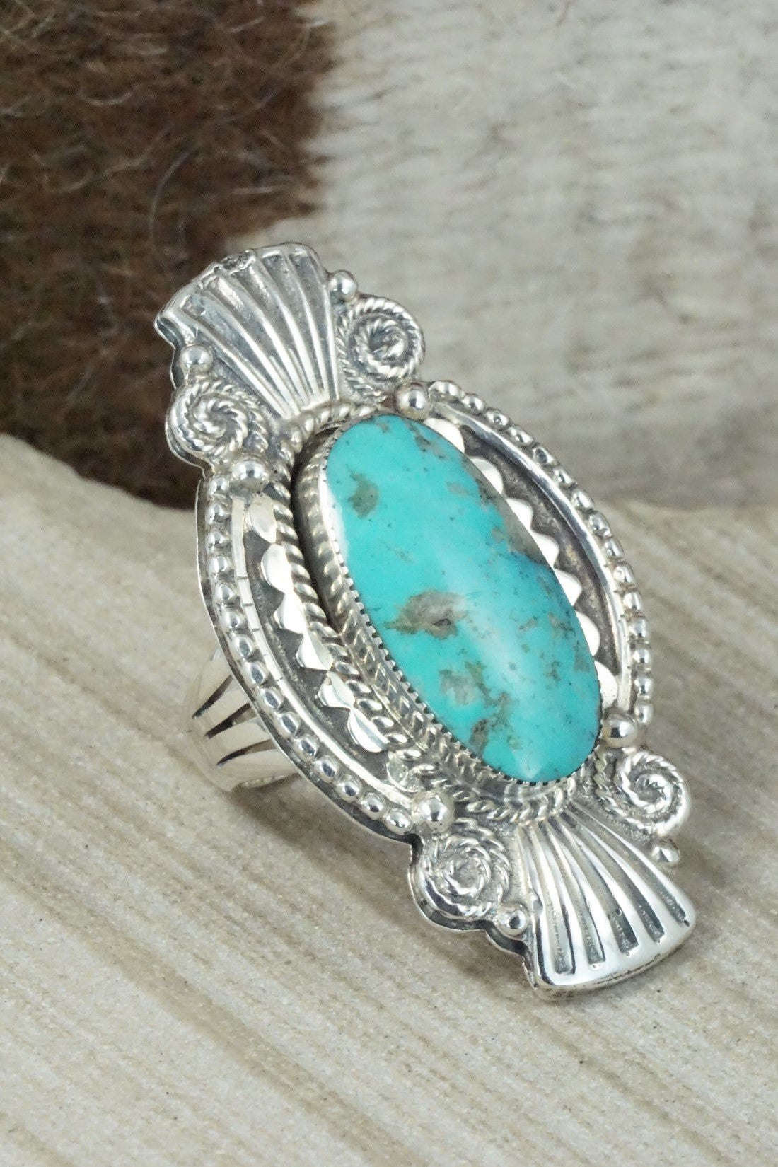 Turquoise & Sterling Silver Ring - Jimson Belin - Size 8