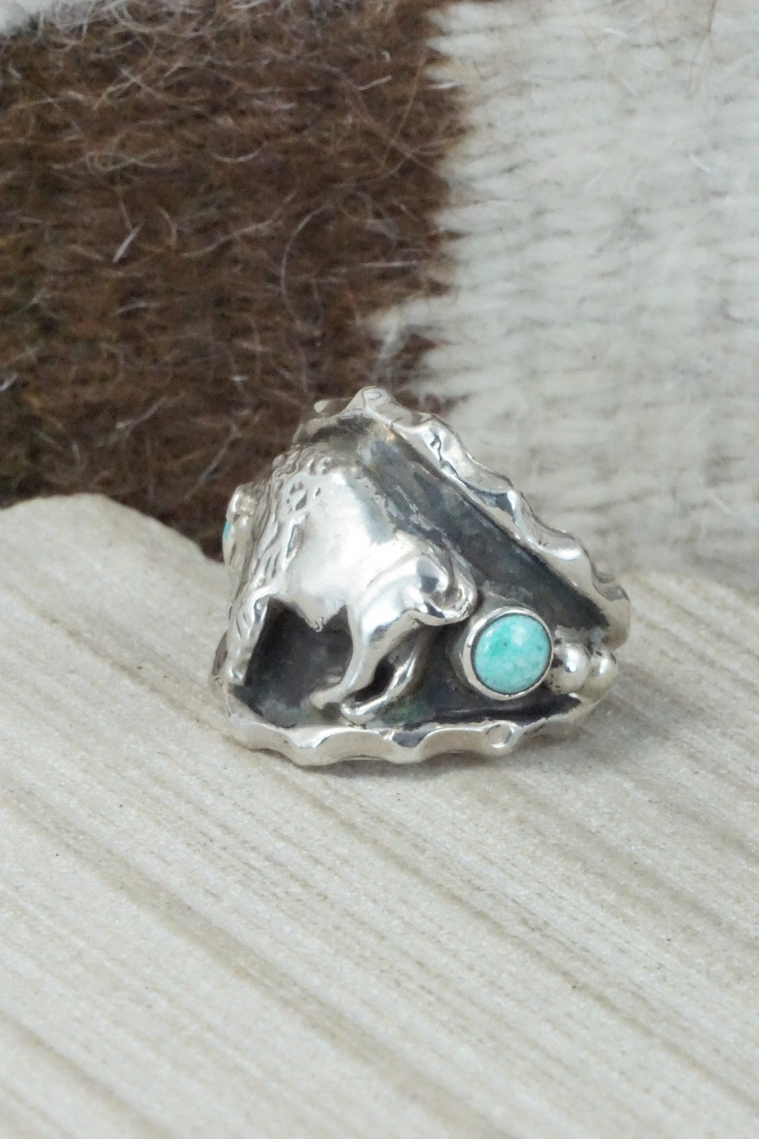 Turquoise & Sterling Silver Ring - Genevieve Francisco - Size 9.5