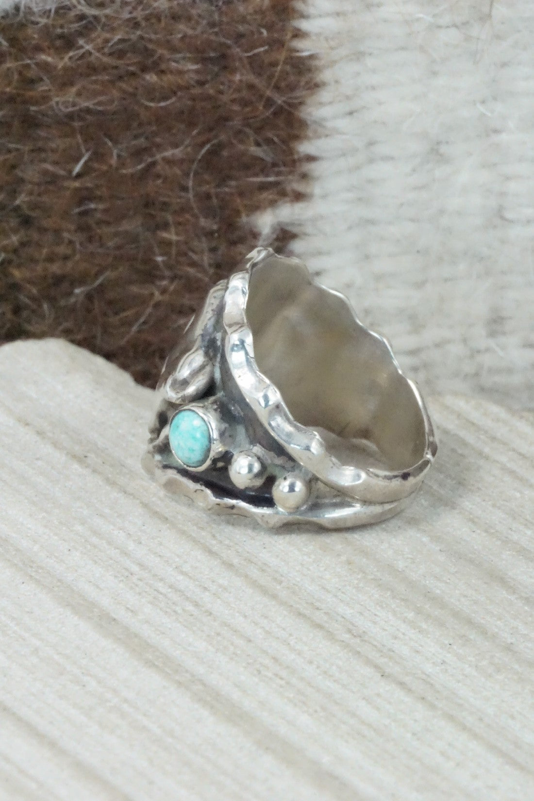 Turquoise & Sterling Silver Ring - Genevieve Francisco - Size 9.5