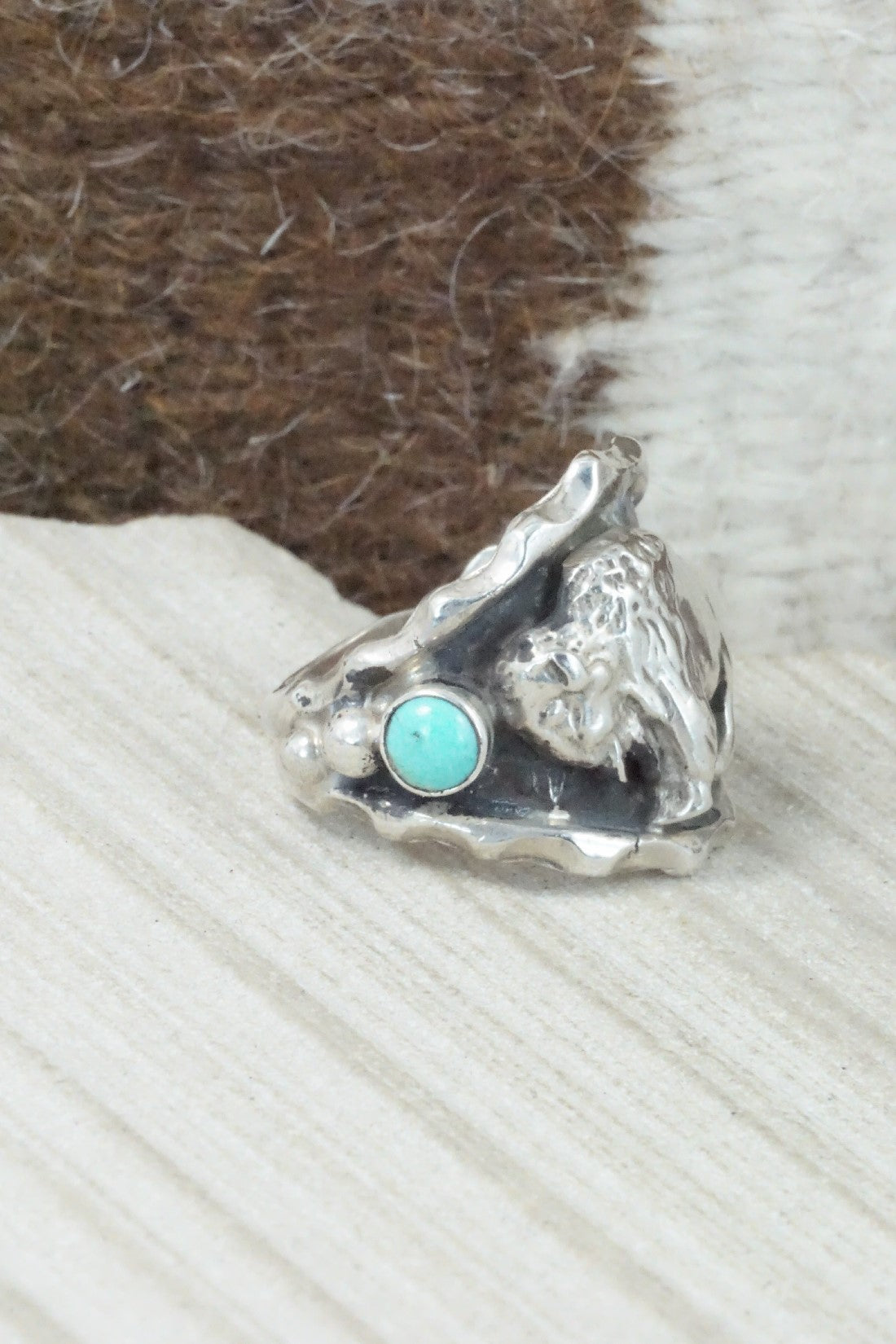 Turquoise & Sterling Silver Ring - Genevieve Francisco - Size 10.75