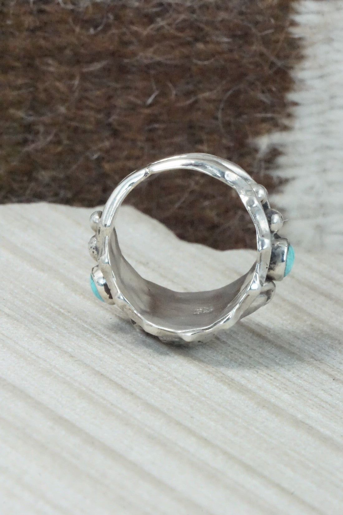 Turquoise & Sterling Silver Ring - Genevieve Francisco - Size 9.5