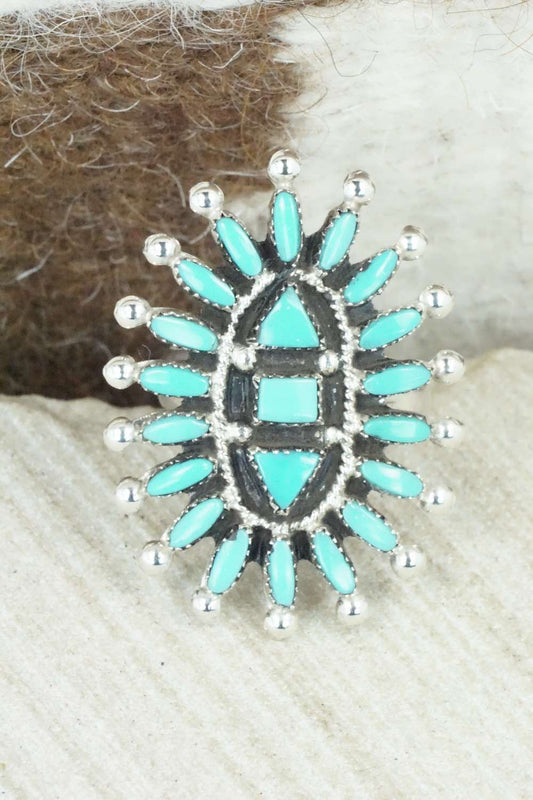 Turquoise & Sterling Silver Ring - Evonne Hustito - Size 8.5