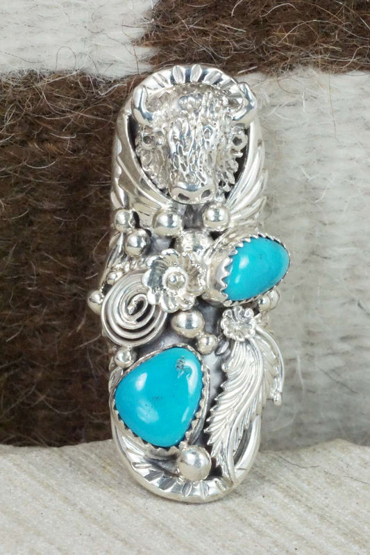 Turquoise & Sterling Silver Ring - Genevieve Francisco - Size 4.75