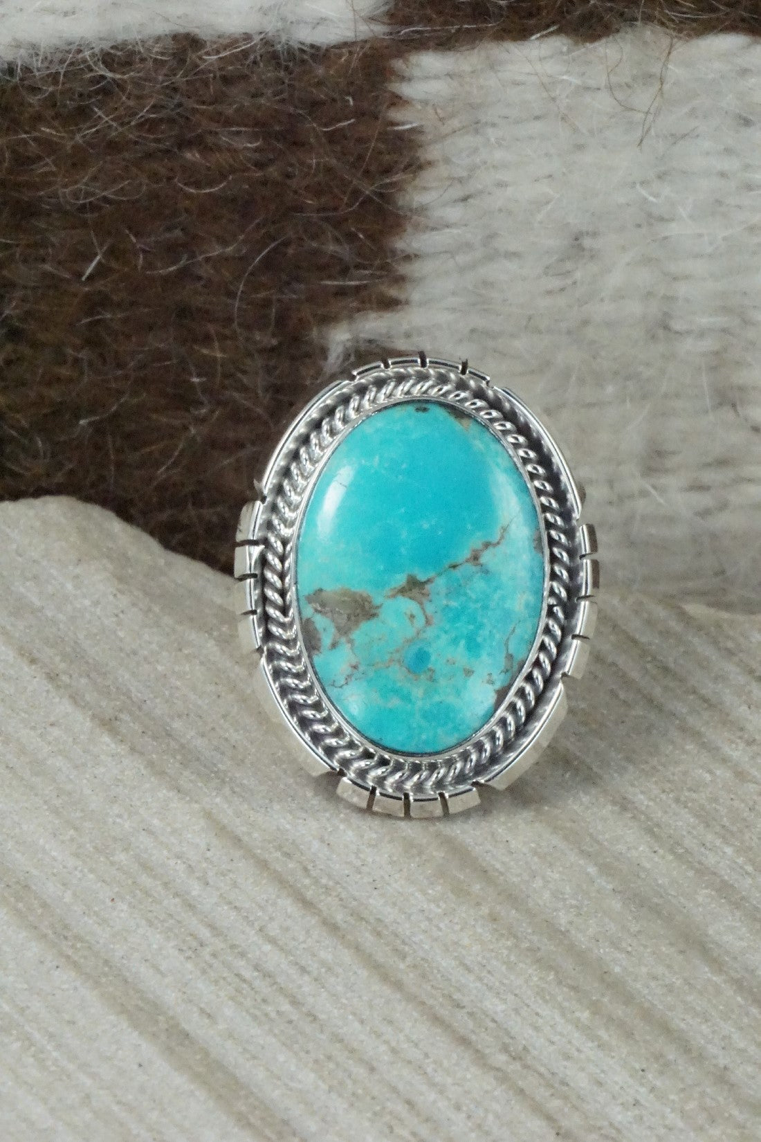 Turquoise & Sterling Silver Ring - Samuel Yellowhair - Size 5.75