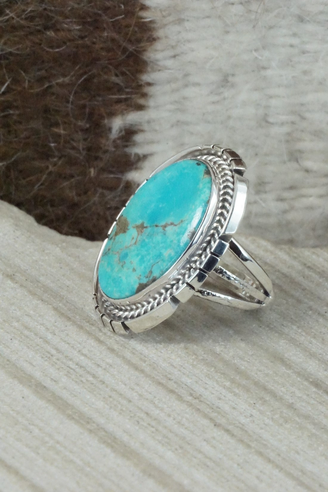 Turquoise & Sterling Silver Ring - Samuel Yellowhair - Size 5.75