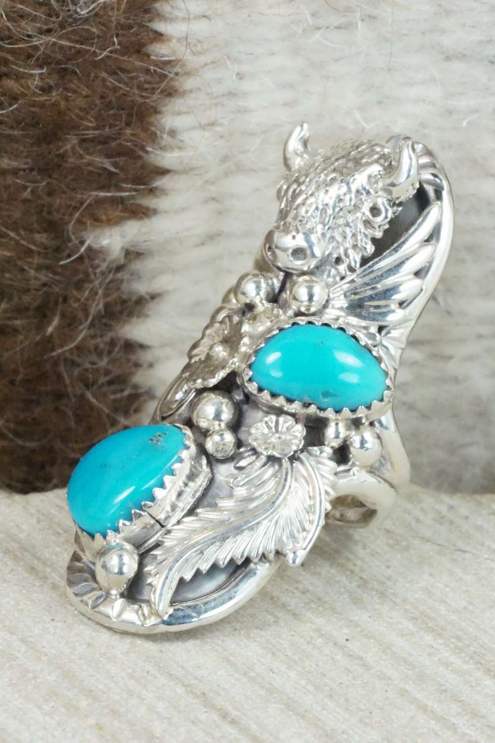 Turquoise & Sterling Silver Ring - Genevieve Francisco - Size 4.75