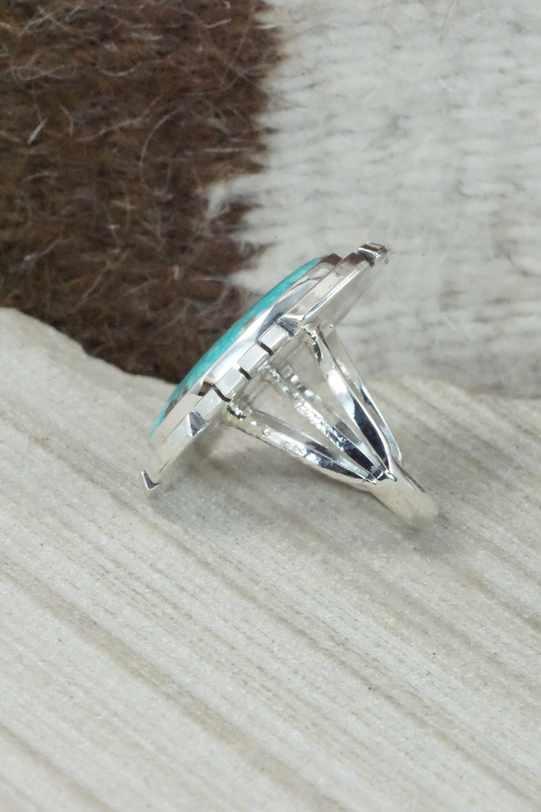 Turquoise & Sterling Silver Ring - Samuel Yellowhair - Size 5.75