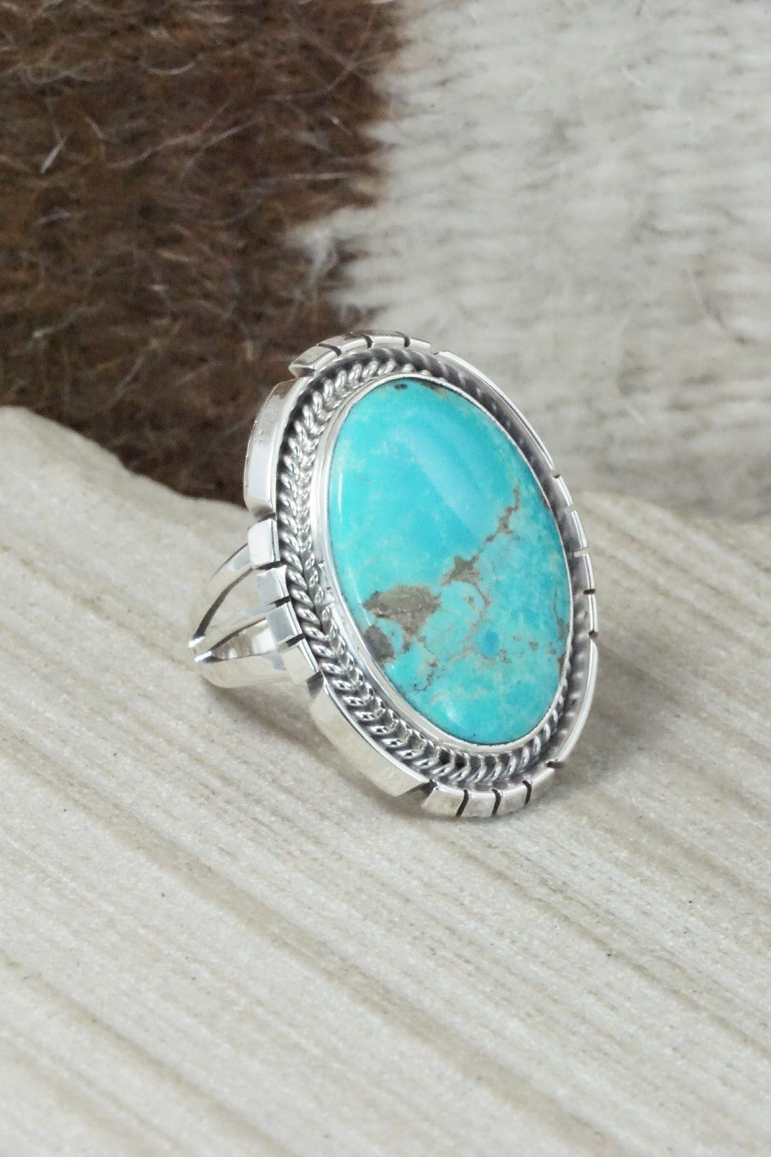 Turquoise & Sterling Silver Ring - Samuel Yellowhair - Size 5.75